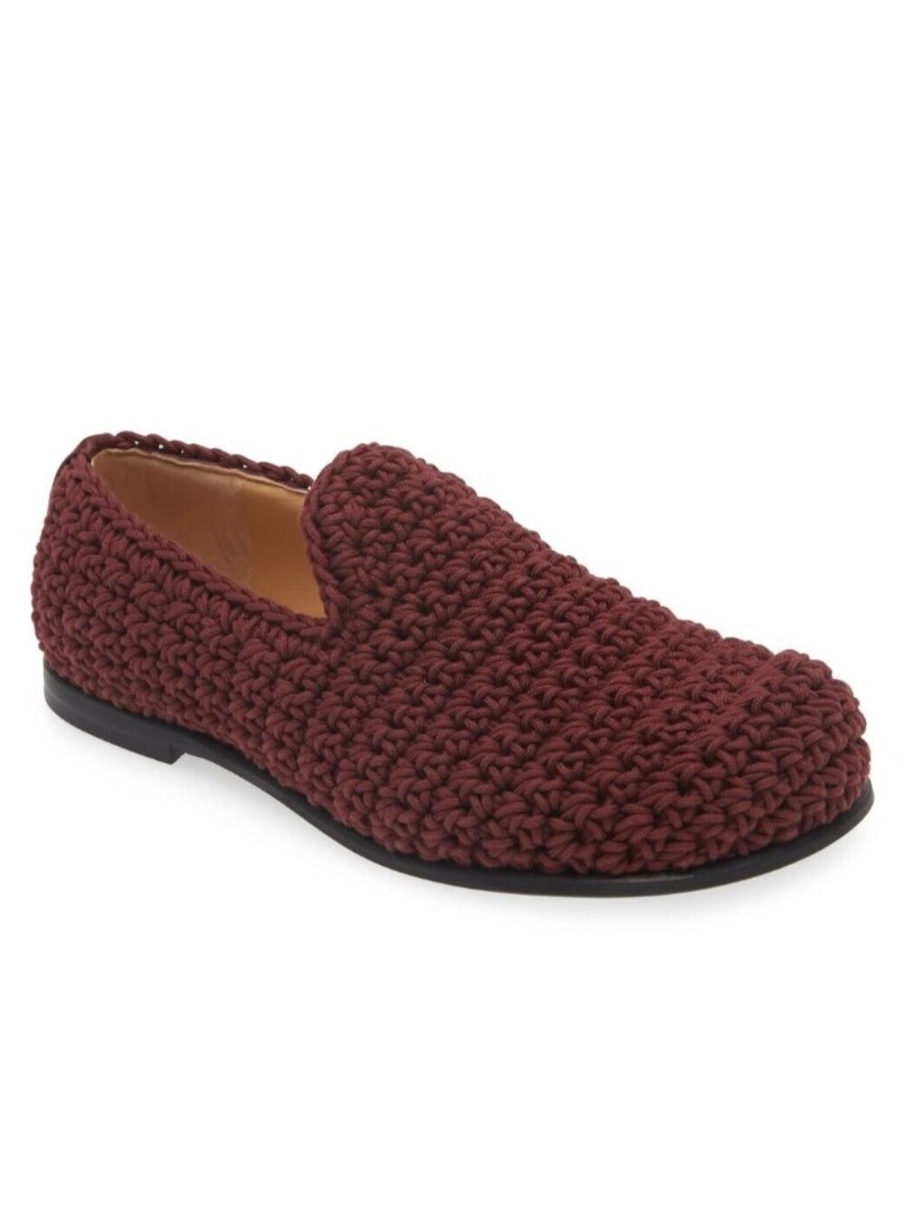 JW Anderson Men's Crochet Cotton Loafers Shoes Moccasin Burgundy Size 43 / US 9